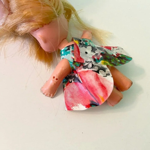 Vintage Liddle Kiddle Clone Doll Marked K H Blonde Hair 3 Inch Tall - Picture 8 of 10